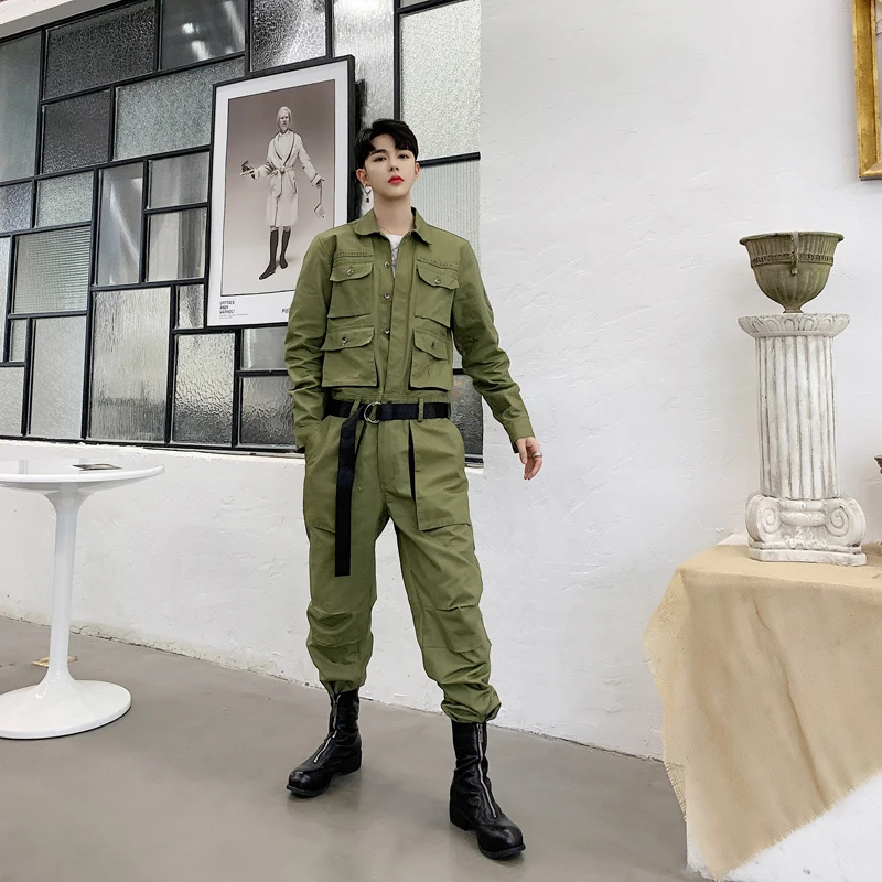 Мужской повседневный комбинезон в стиле хип хоп брюки карго с длинными рукавами