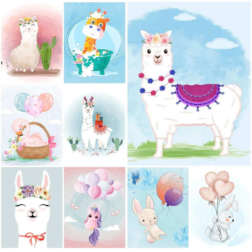 

Cute Animals Alpaca Elephant Nordic Poster Posters Wall Art Canvas Painting Wall Pictures For Living Room Home Decor Unframed