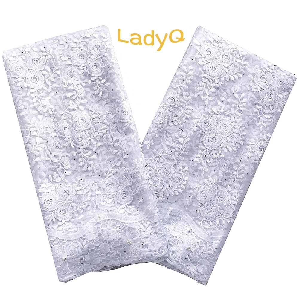 Белая французская кружевная ткань 2020 Швейцарский вышитый сетчатый материал