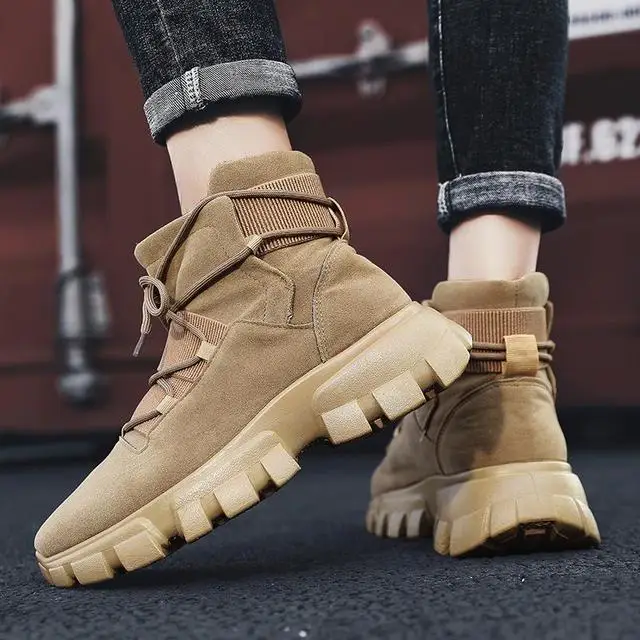 

British spring autumn men shoes hightop Martin boots functional wind thicksoled tooling handsome locomotive boots retro sneakers