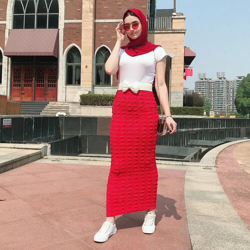 Женская трикотажная юбка-карандаш с завышенной талией длинная облегающая