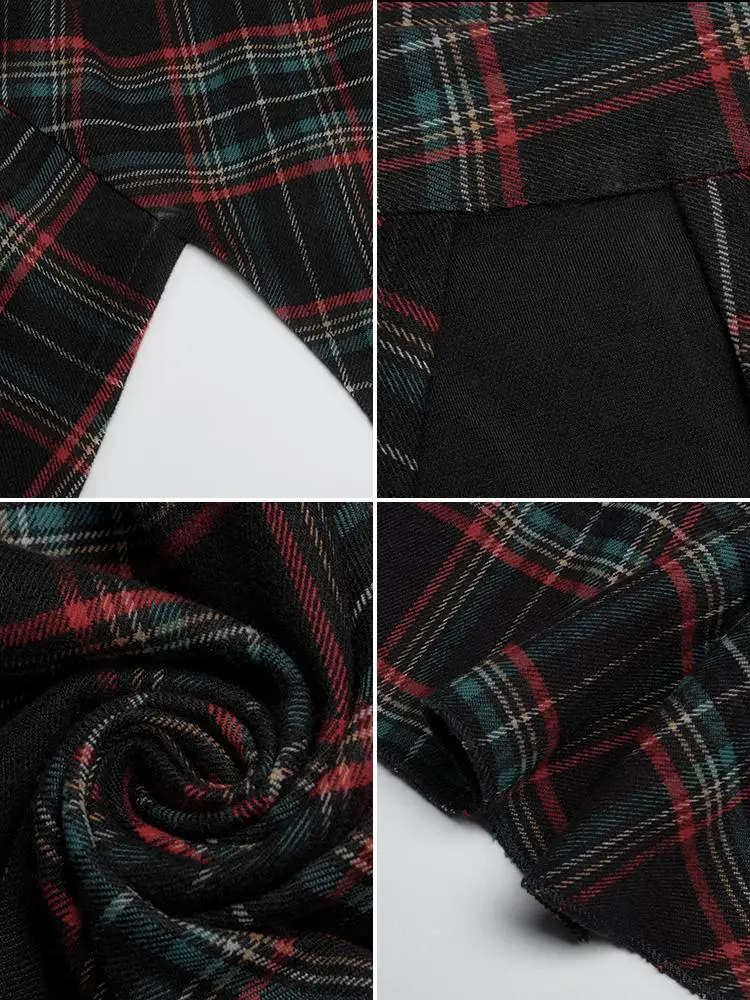 Женская Асимметричная клетчатая трапециевидная юбка в стиле панк с рыбим