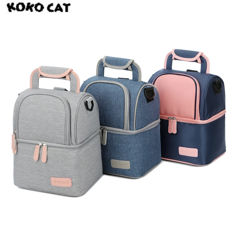

Fashion Women Thermal Dinner Box Lunch Bags Cooler Picnic Pouch for Food Kids Milk Case Double Layer Portable Boxs Bolsa Termica