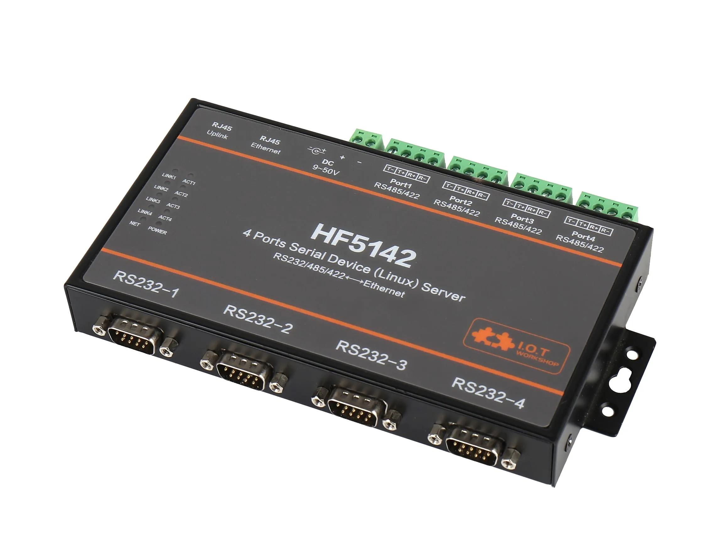 Высоколетный последовательный сетевой сервер HF5142 с 4 портами RS232/RS485/RS422 для