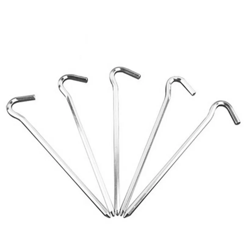 

100 pcs/lot Tent Nail 18cm Question Mark Shape Strengthen Tent Nail Aluminium Alloy Stake Camping Equipment Tent Peg