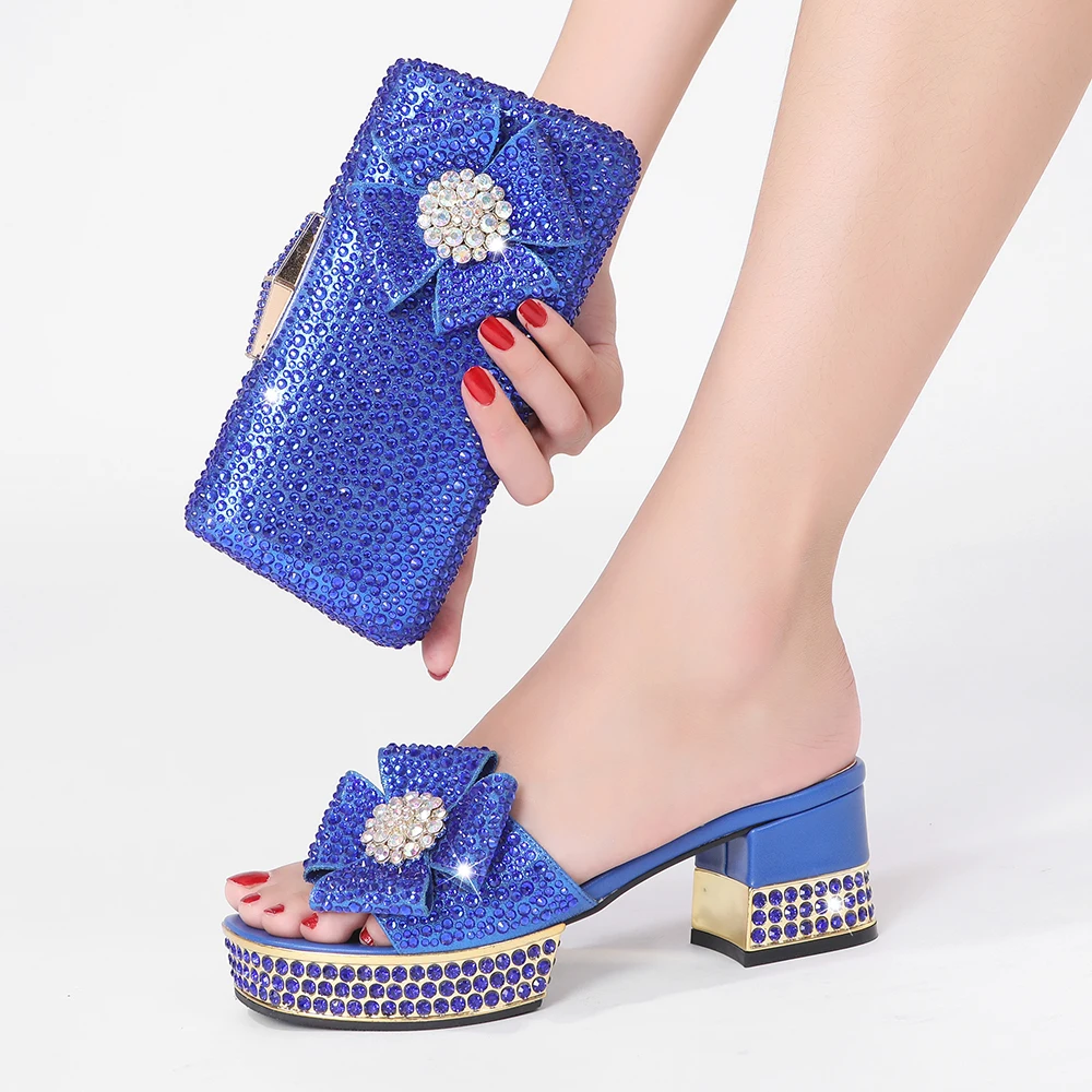 Italian Shoe Set And Bags Summer Sandals Sale Rhinestone Heels Purple Bottom Large Size 38 Shoe And Bag Set For Women 2021