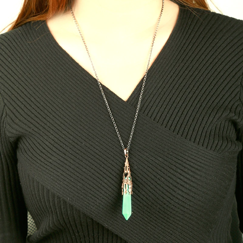 1pc natural stone pendant jewelry necklace mineral healing crystals rose quartz meditation holiday party DIY gift | Дом и сад