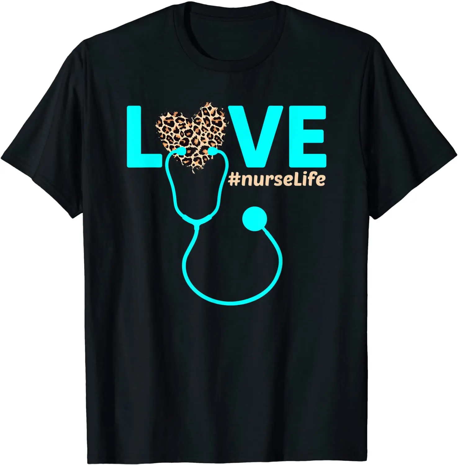 Nurse Life RN LPN CNA Healthcare  Heart Leopard Funny T-Shirt Tops T Shirt Hip Hop Design Cotton Men's T Shirt Design