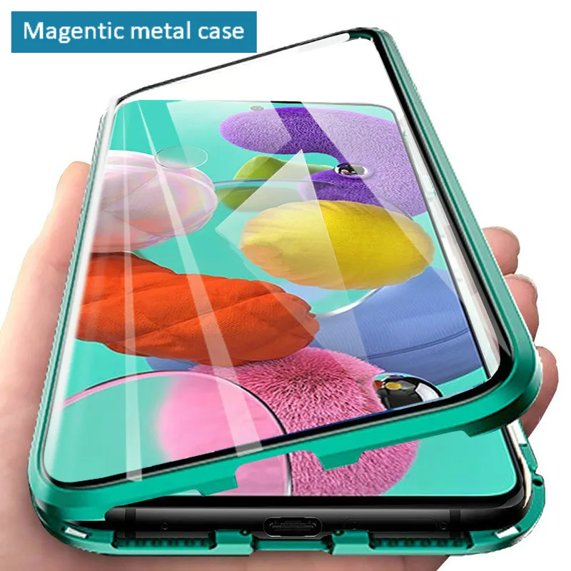 Магнитный металлический чехол для samsung Galaxy a51 a71 4G a50 a10 a20 a30 a70 m30s a30s двухсторонний