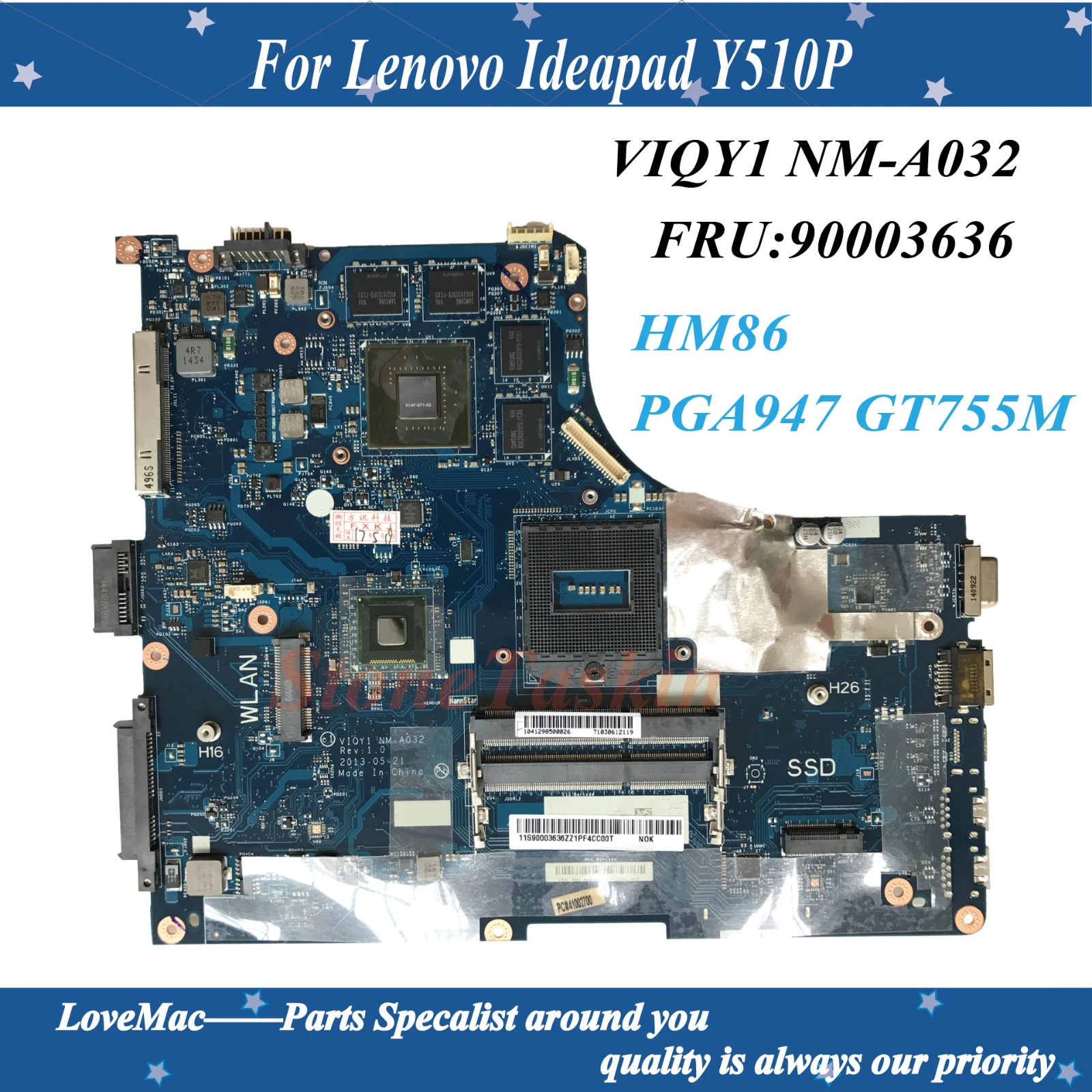   FRU:90003636  Lenovo Ideapad Y510P     VIQY1 NM-A032 HM86 PGA947 GT755M 2  100% 