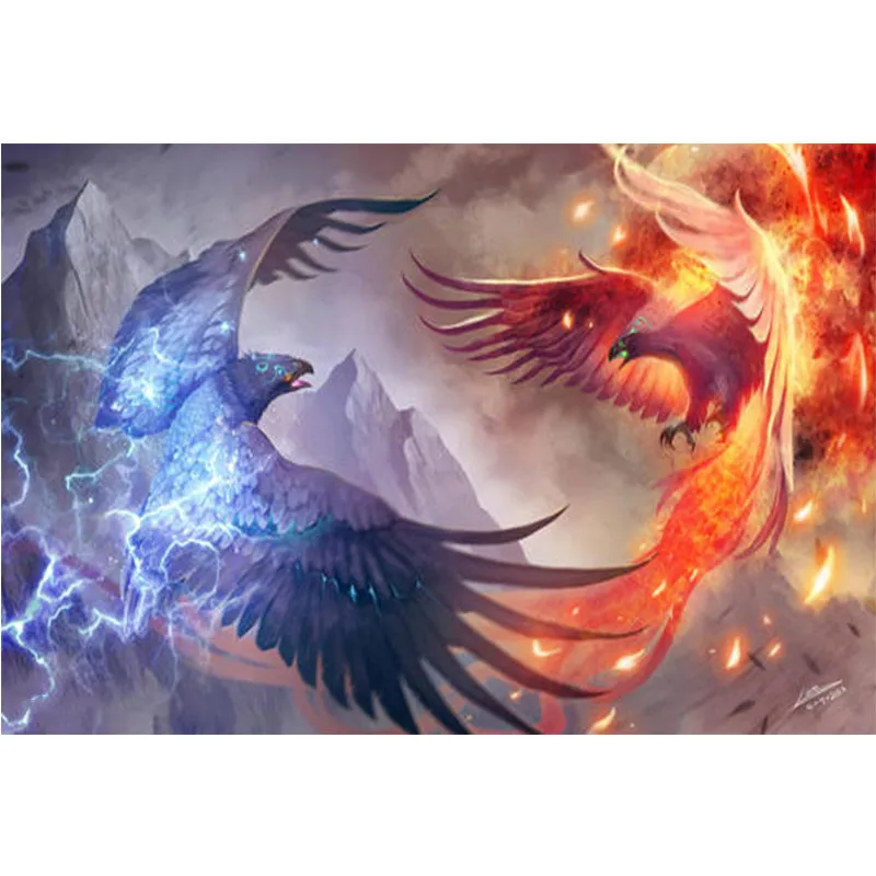 

5D Diamond mosaic Full Round Diamond embroidery Cross stitch Full Square Diamond painting fighting Phoenix and crow bird BY1065