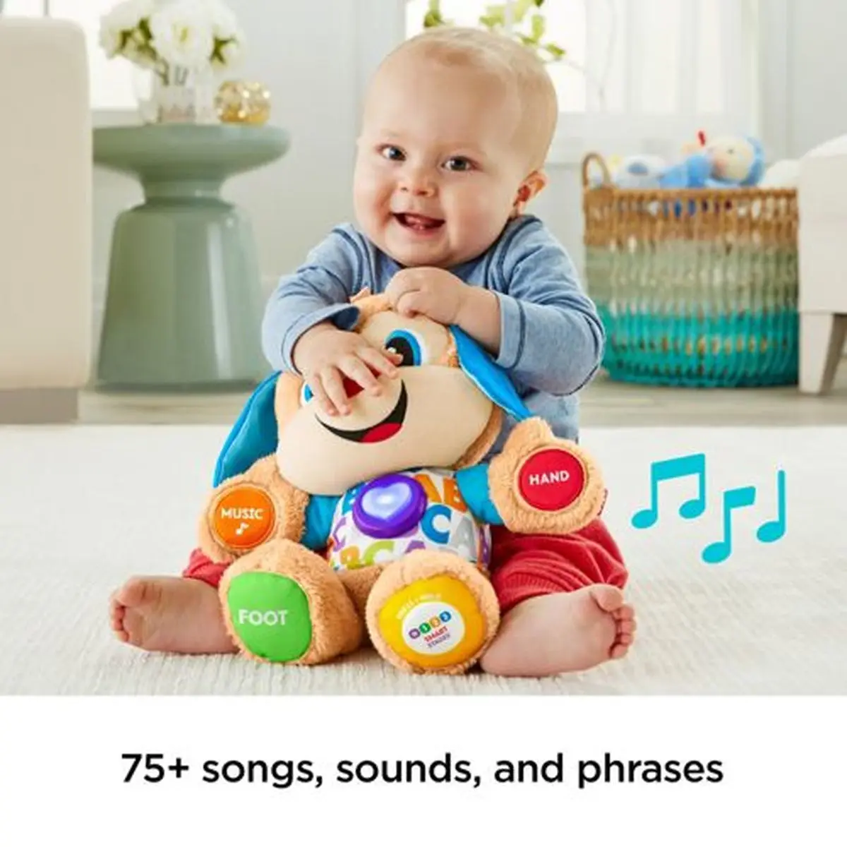 Fisher-Price смех и обучение умные сцены щенок с китайским английским 75 + песни звук