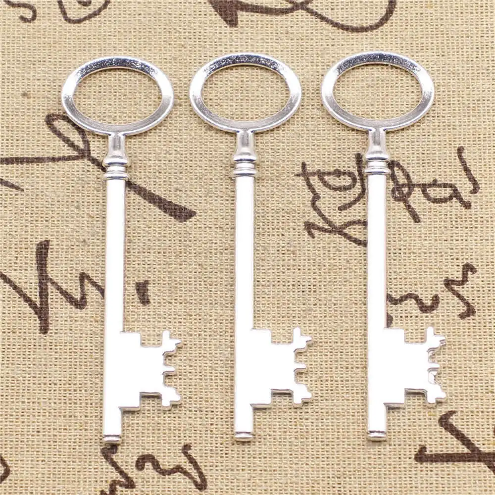 

Key Pendants Supplies For Jewelry Making Kit Antique Silver Color 4pcs 79mm