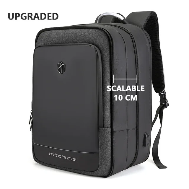 ARCTIC HUNTER 40L большой емкости мужские расширяемые рюкзаки usb зарядка Мужские 17 дюймов сумки для ноутбука Водонепроницаемый Бизнес Дорожная сумка - Цвет: black add 10cm