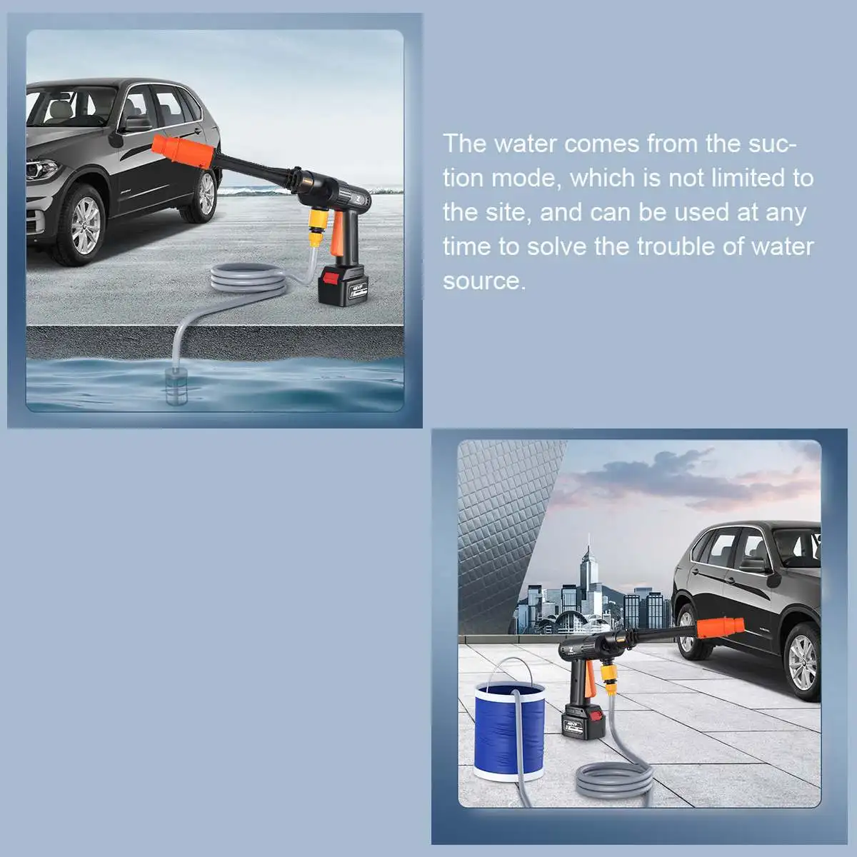 Купить 10000 мА/ч 30 бар Беспроводная Автомойка высокого давления водяной пистолет портативная мойка высокого давления пена для 24 В литиевой батареи