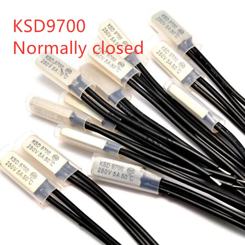 

5Pcs Normally closed KSD9700 metal case 40 45 50 55 60 70 80 90 105 degree 5A 250V NC temperature control switch