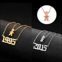 personalized custom necklace stainless steel year number boy girl pendant 1990 1991 1992 1993 1994 1995 1996 1997 1998 1999