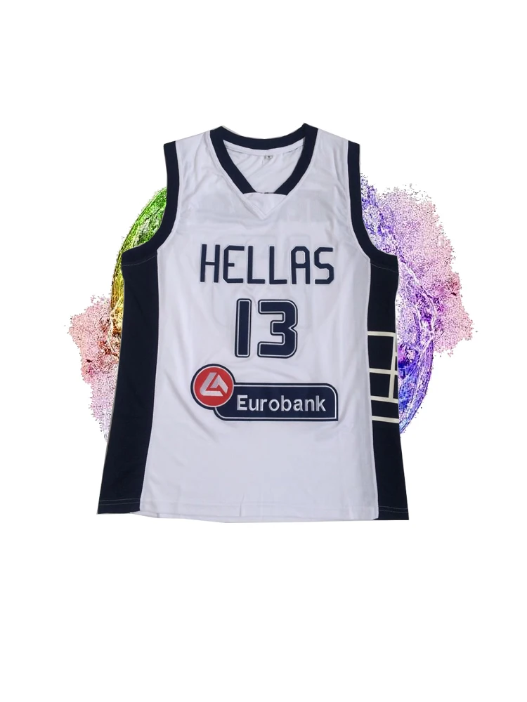 

BG basketball jerseys HELLAS 13 jersey Embroidery sewing Outdoor sportswear Hip-hop movie jersey bule white 2020 summer big