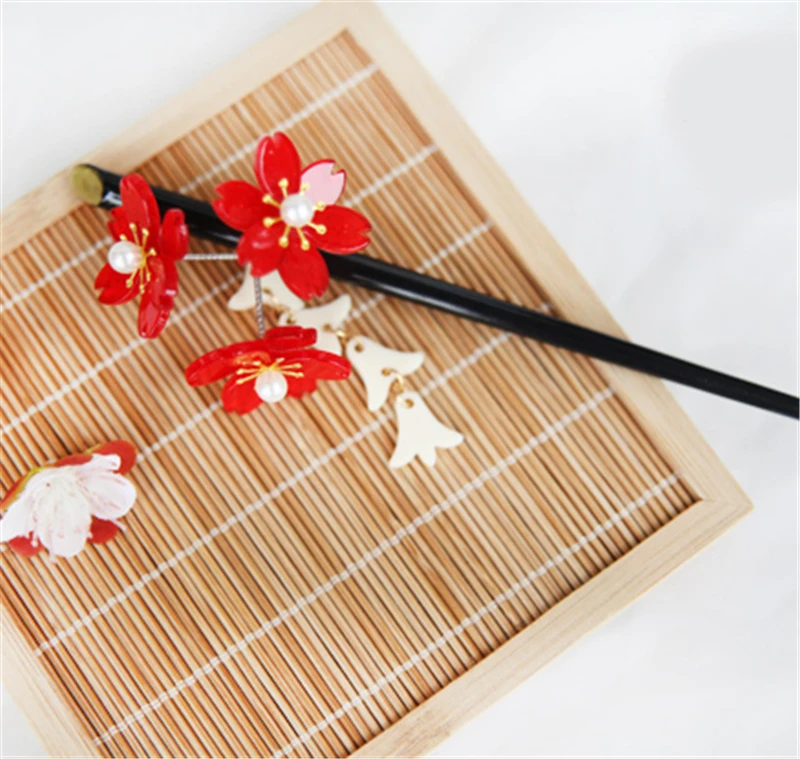 1 шт. заколка для волос в японском стиле с бусинами девочек кимоно ханьфу косплей