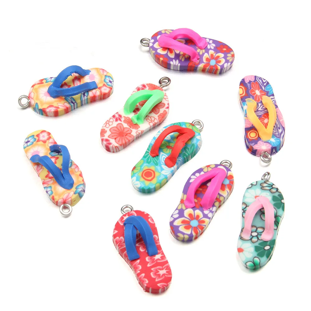 Смешанные цвета 10 цветов искусственные мягкие глиняные тапочки подвески серьги