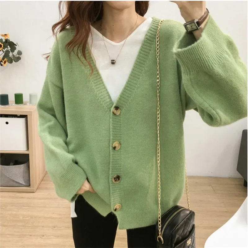 

2020 Autumn Women's Sweater Coat Casual Harajuku Leisure Autumn Winter Sweaters Korean Cardigan Sweater Solid Color Clothes