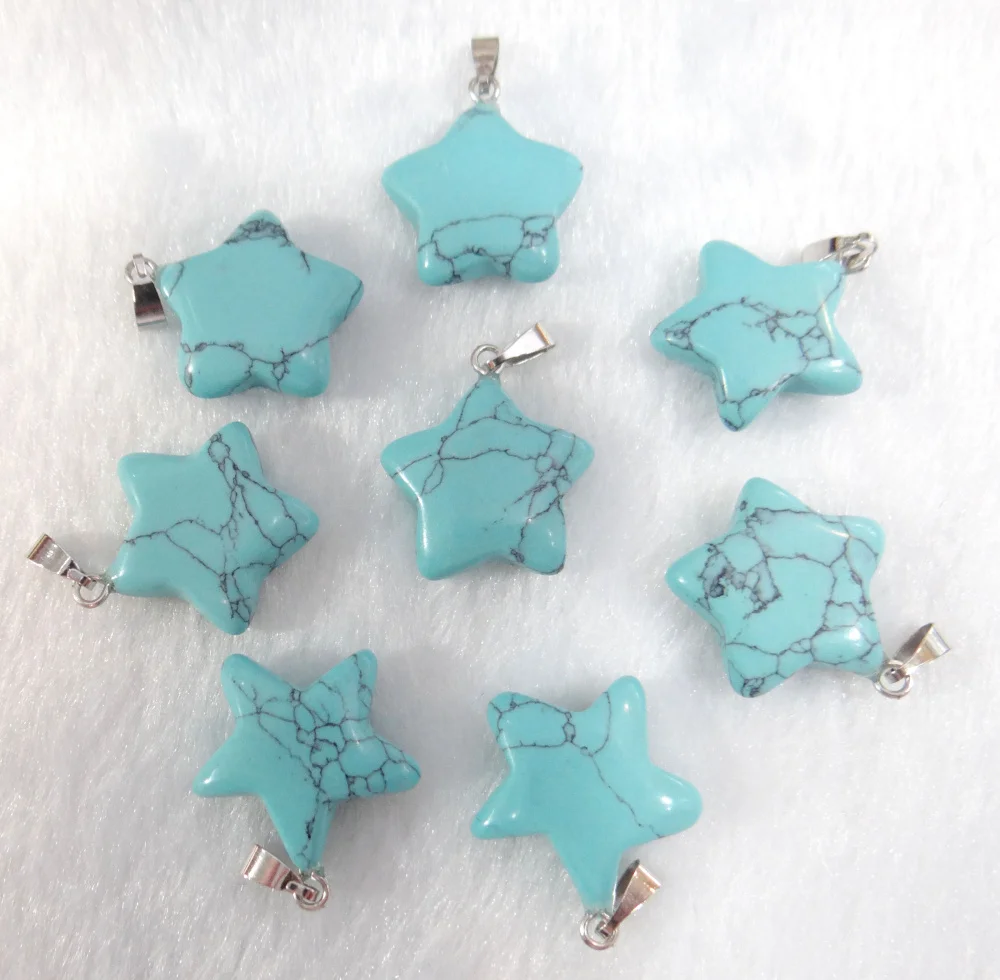 

Натуральный камень кварц кристалл бирюза тигровый глаз авантюрин lapis звезда кулон для diy ювелирных изделий ожерелье аксессуары 30 шт