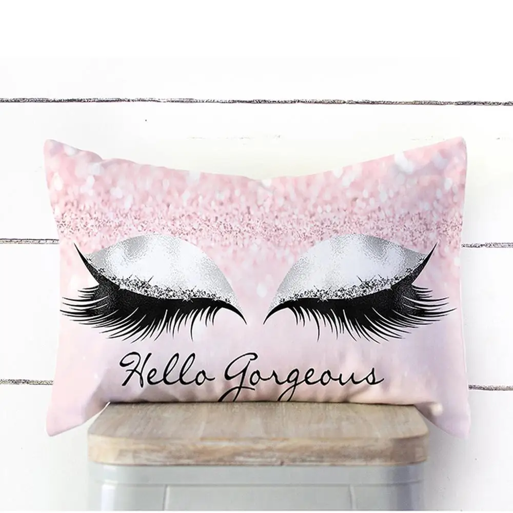 Розовый Золотой ресницы из мягкого бархата чехол для подушки с Северными