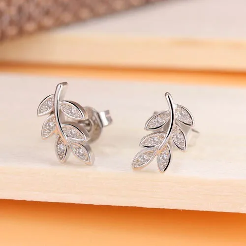 Новые простые модные серьги-гвоздики из стерлингового серебра 925 пробы с листом