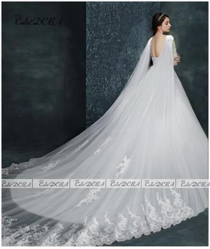 Белого цвета и слоновой кости свадебная накидка плащ вуаль кружевное длинное