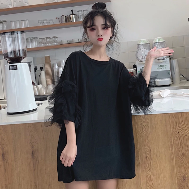 Футболка MUMUZI женская летняя хлопковая с длинным рукавом и О вырезом|Футболки| |