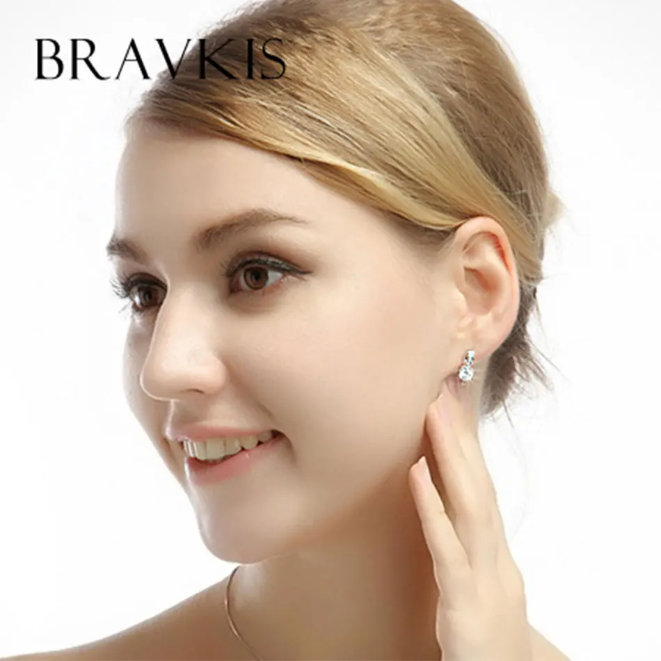 Женские маленькие серьги BRAVEKISS пусеты в форме короны с кубическим кристаллом