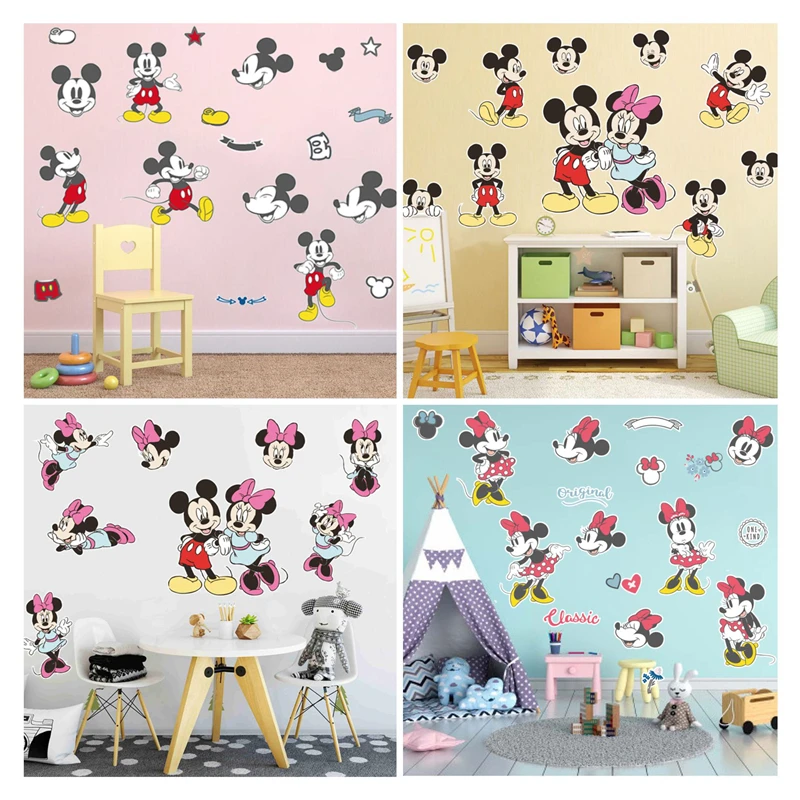

Cartoon Disney Mickey Minnie wall sticker for kids room living room bedroom wall PVC decoration Movie Poster Door sticker