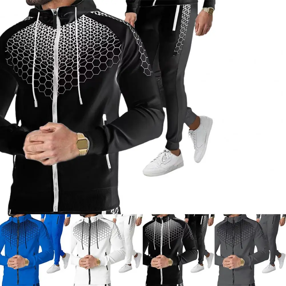 

Two Piece Fashion Long Sleeve Hoodie Long Pants Set Clothes Coat Pants Set Zipper Closure for Fitness