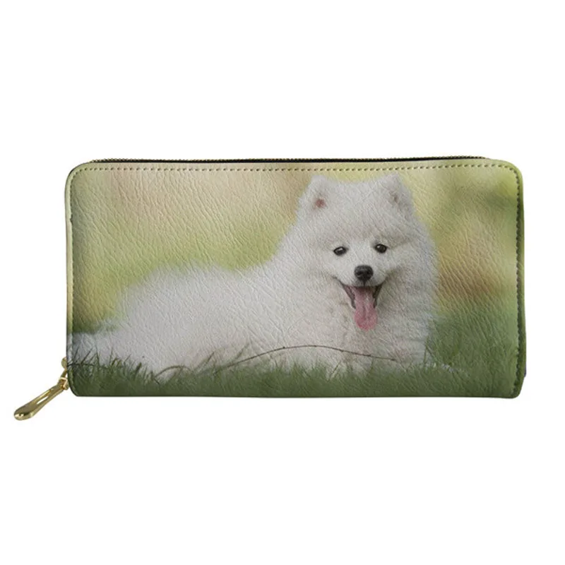 

Женский кошелек, роскошный, милый, американский, Eskimo, с принтом собаки, Длинные кошельки женский кошелек, держатели для карт, для девочек, сум...