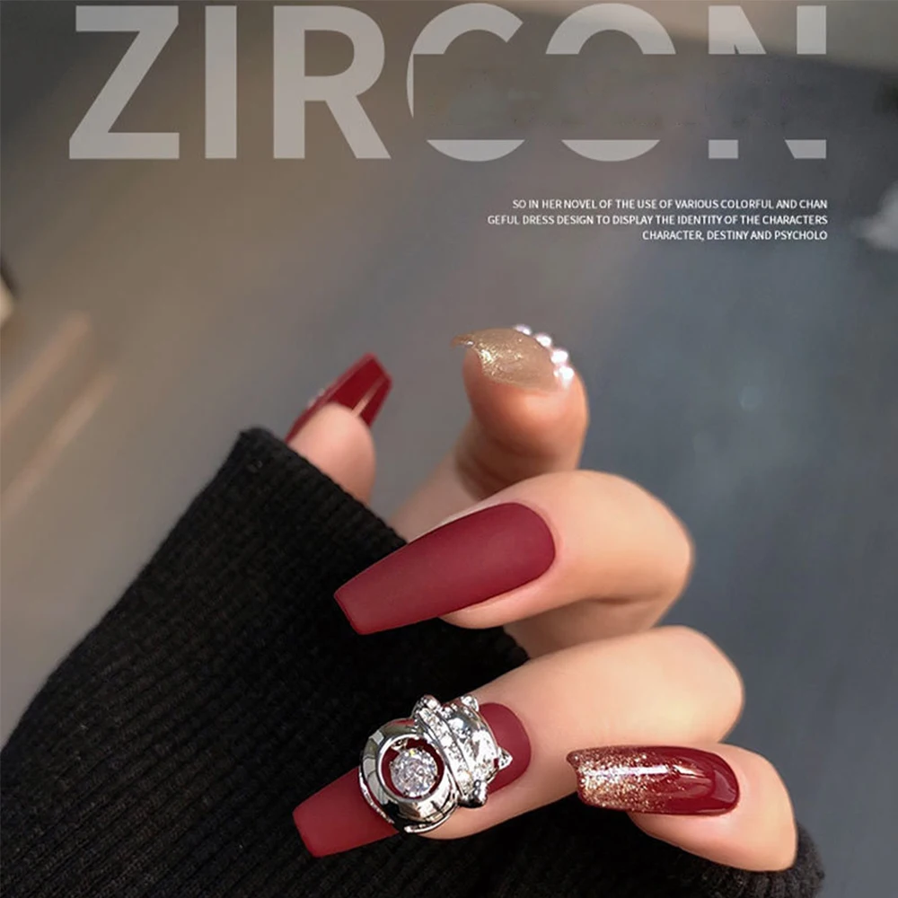 

3D Beating Heart Lucky Cat Alloy Nail Art Decorations Crystal Nail Jewelry Zircon Rhinestone Manicure Accessories