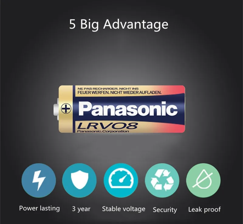 10 шт./лот 100% оригинальная щелочная батарея Panasonic LRV08L-1B5C 12 В A23 23A/батареи