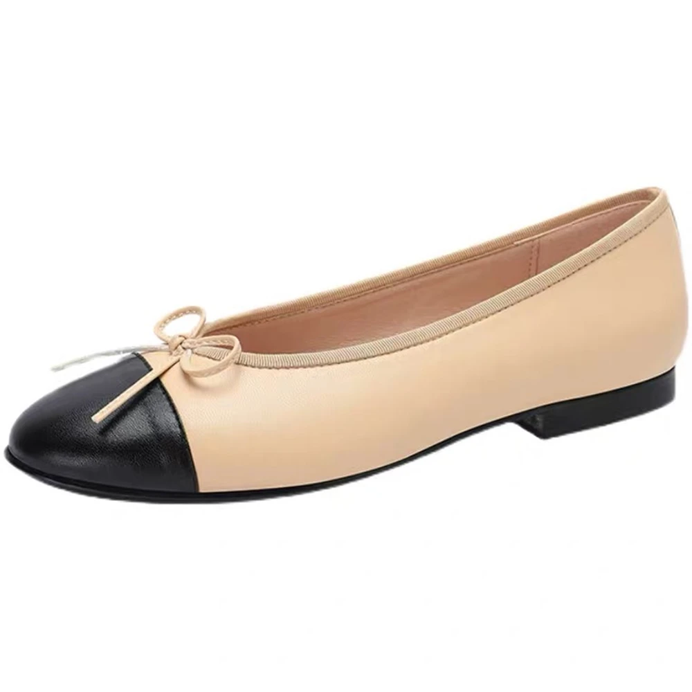 

Hot Sale Women's Shoes Round Toes Shallow Shoes Genuine Leather Ballet Flats Shoes For Woman Plus Size 34-43 Casual Shoes Top