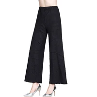 trousers women plus size 2021 summer new elastic loose miyake pleated high waist solid color wide leg pants for women 45 75kg