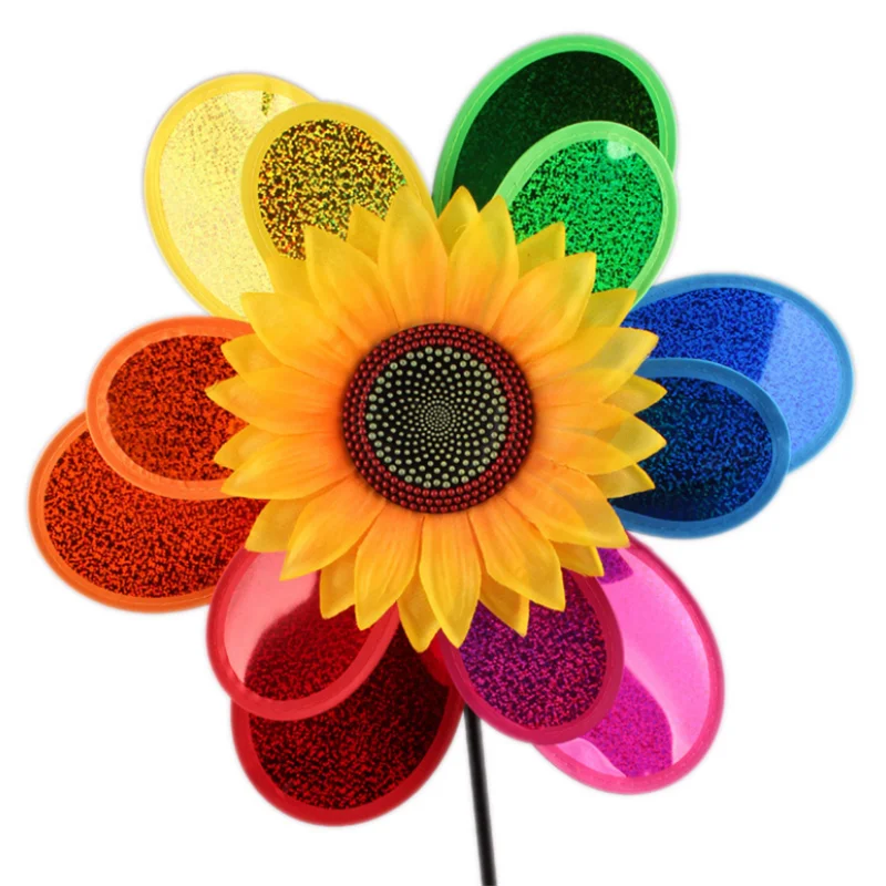 Molino de viento de jardín para niños, hecho a mano juguete de plástico, colorido, para regalo, Flor del sol, ZLL, 1 unidad