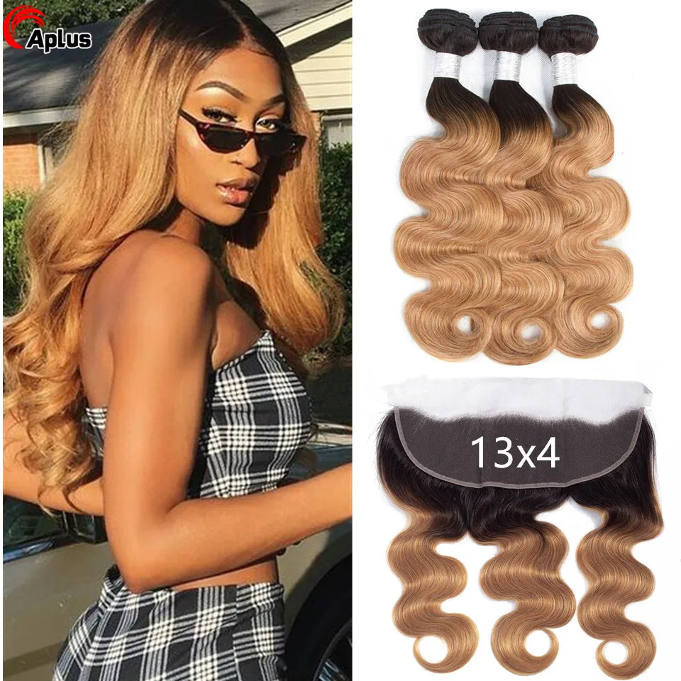

Honey Blonde Bundles With Frontal Ombre Human Hair Bundles With Frontal 1b 27 30 99j Burgundy Body Wave 3 Bundles With Closure