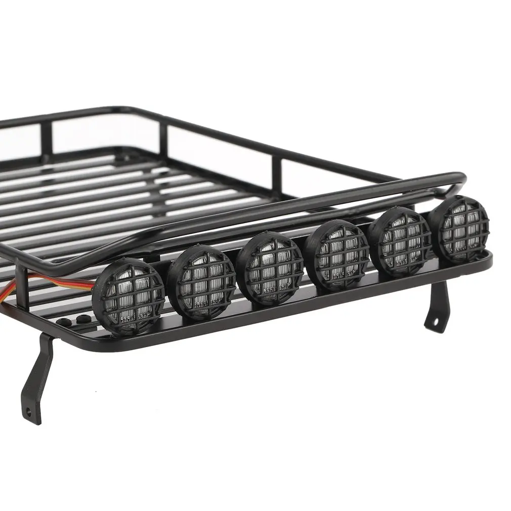 _ Металлический багажник на крышу с 6 светодиодами для RC 1/10 4WD автомобильный