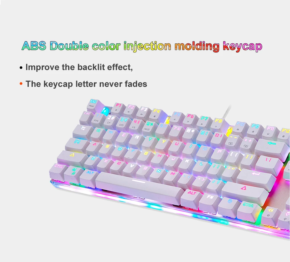 Original Подлинная Motospeed K87S Игровая механическая клавиатура 87 клавиш Красный / Синий переключатель RGB Подсветка LED Антибликовая USB Проводная английская / русская клавиатура для геймеров