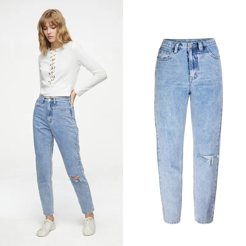 

Autumn and winter women's European and American loose casual pants trousers high waist loose boyfriend jeans