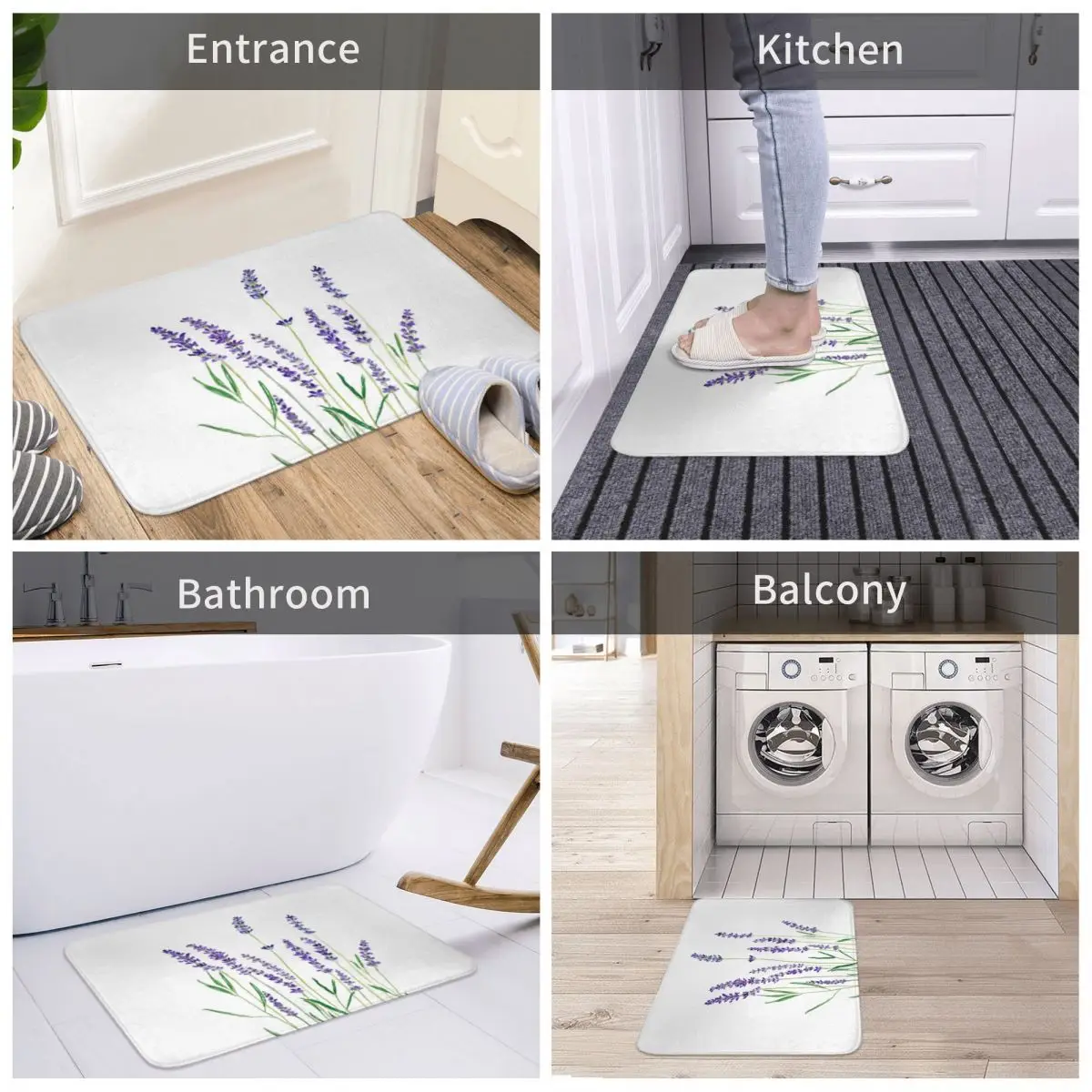 Фиолетовый Лавандовый коврик ковер нескользящий напольный из полиэстера для
