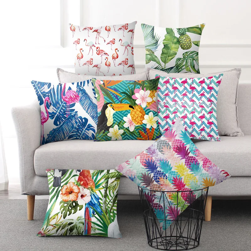 Декоративные наволочки в виде фламинго тропических листьев 45 х45 см | Дом и сад