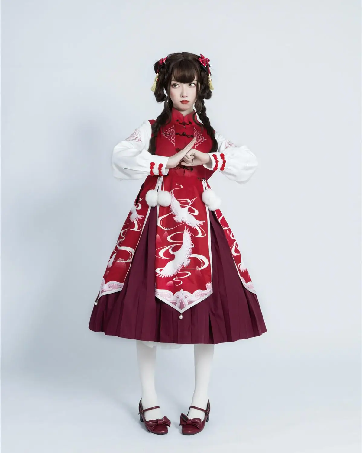 

Japanese sweet lolita strap dress vintage high waist cute printing victorian dress kawaii girl gothic lolita cosplay loli