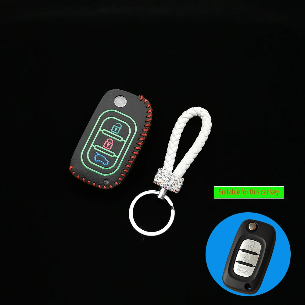 

Leather Car Key Cover Case For LADA Sedan Largus Granta Kalina Vesta X-Ray Foldable Keychain Key Ring Smart Remote