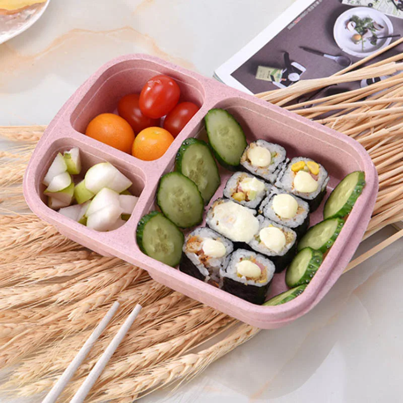 Пшеничная солома микроволновая печь бенто ланч бокс для пикника суши еда