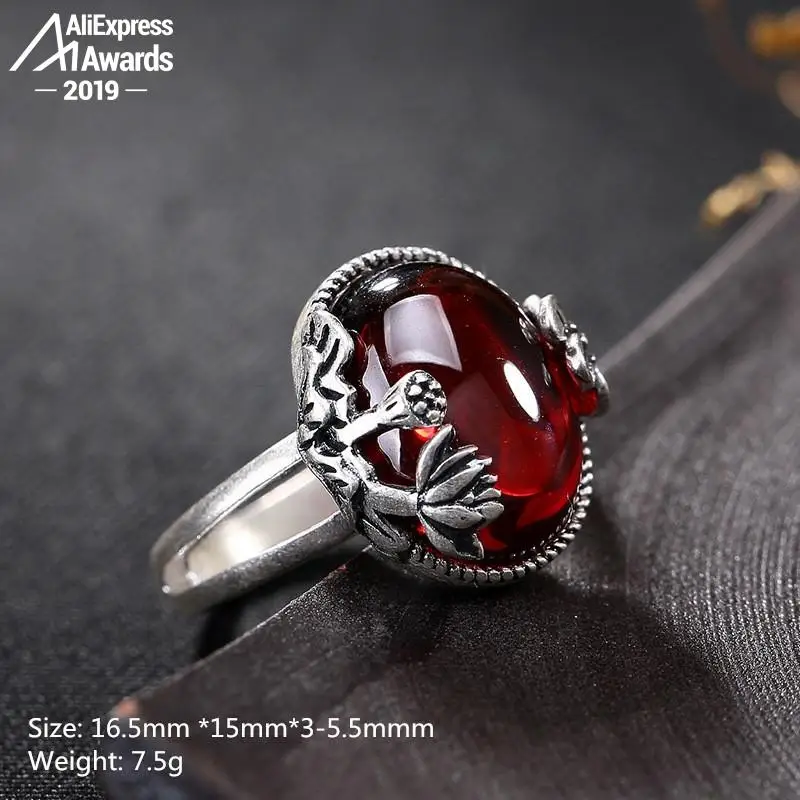 S925 Изящные антикварные рубиновые кольца ручной работы для женщин винтажные