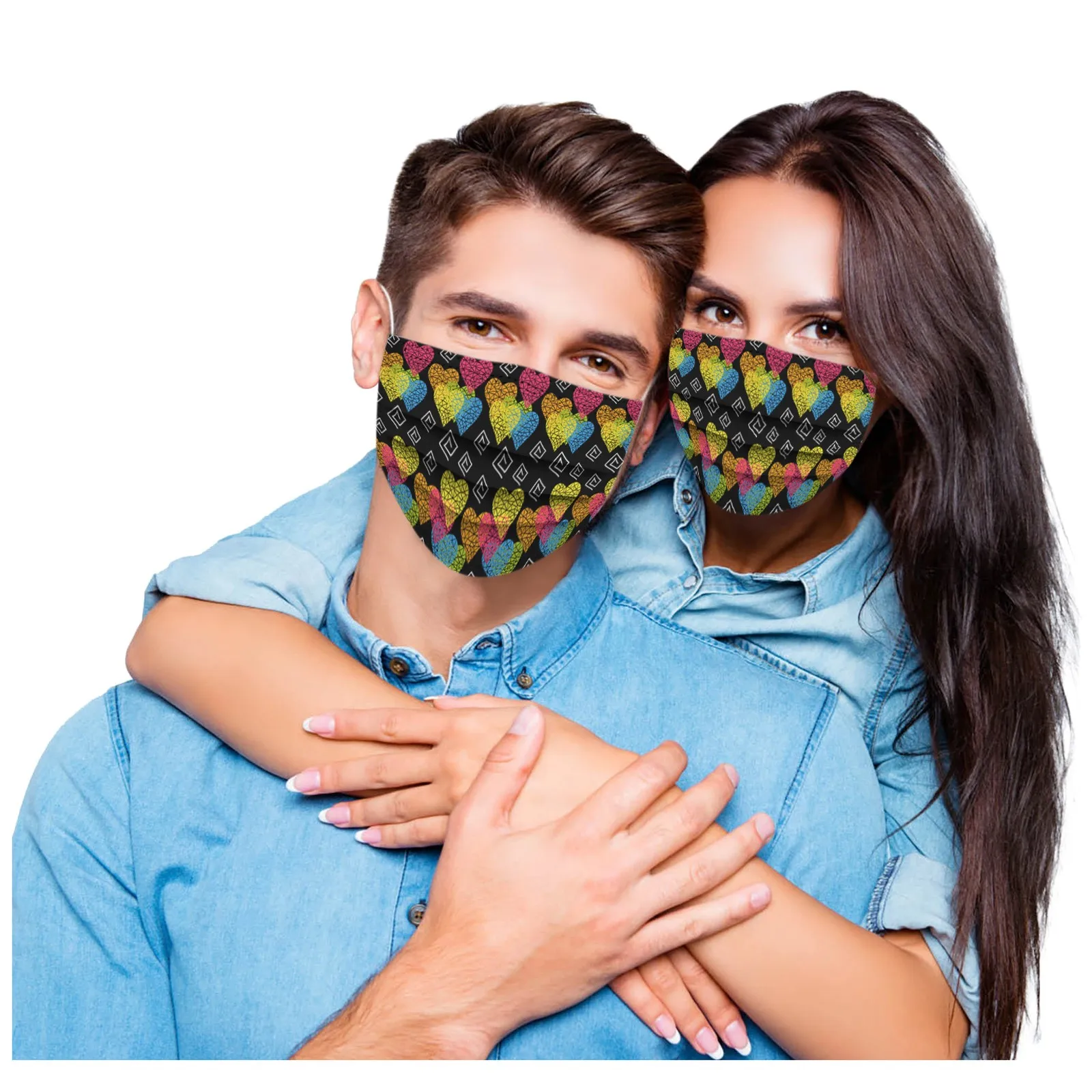 

10pcs Adult Disposable Mask Valentine's Day Hearts Print Hygiene Thicken Breathable Face Mouth Mask Earloop Fast Delievry